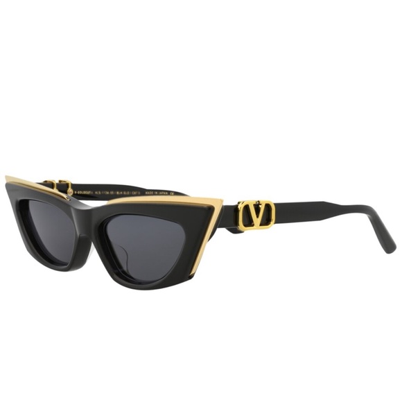 Valentino Garavani Accessories - Valentino Garavani Black and Gold Geometric Sunglasses